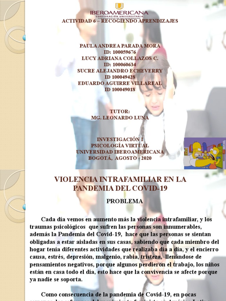 Impacto de la Violencia Intrafamiliar en COVID-19 | PDF | Violencia ...