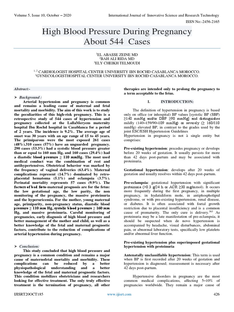 High Blood Pressure During Pregnancy About 544 Cases | PDF ...