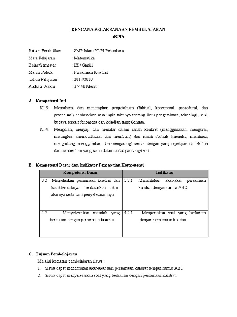 Akar Persamaan Kuadrat dengan Rumus ABC | PDF