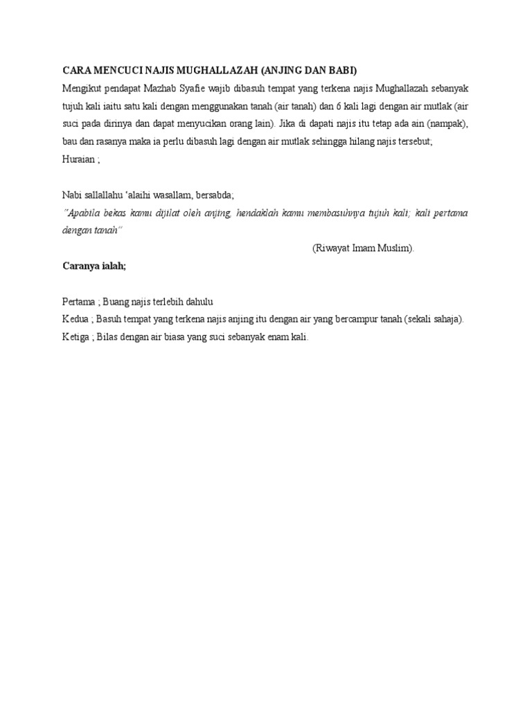 Cara Mencuci Najis Mughallazah Pdf