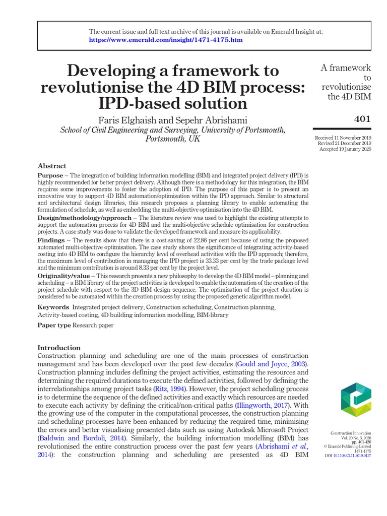 Developing A Framework To Revolutionise The 4D BIM Process: IPD-based ...