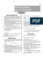 Important Terms/ Formulas For Aipmt: Physics