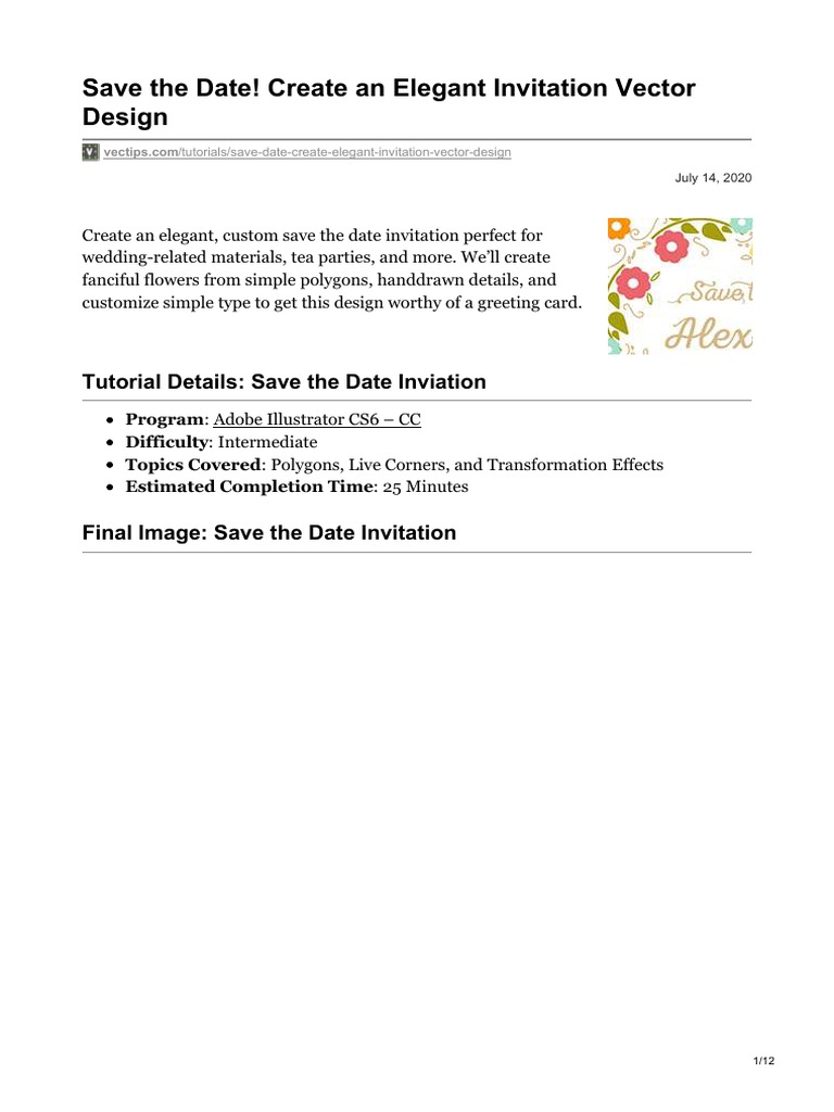 Save The Date Create An Elegant Invitation Vector Design | PDF | Adobe