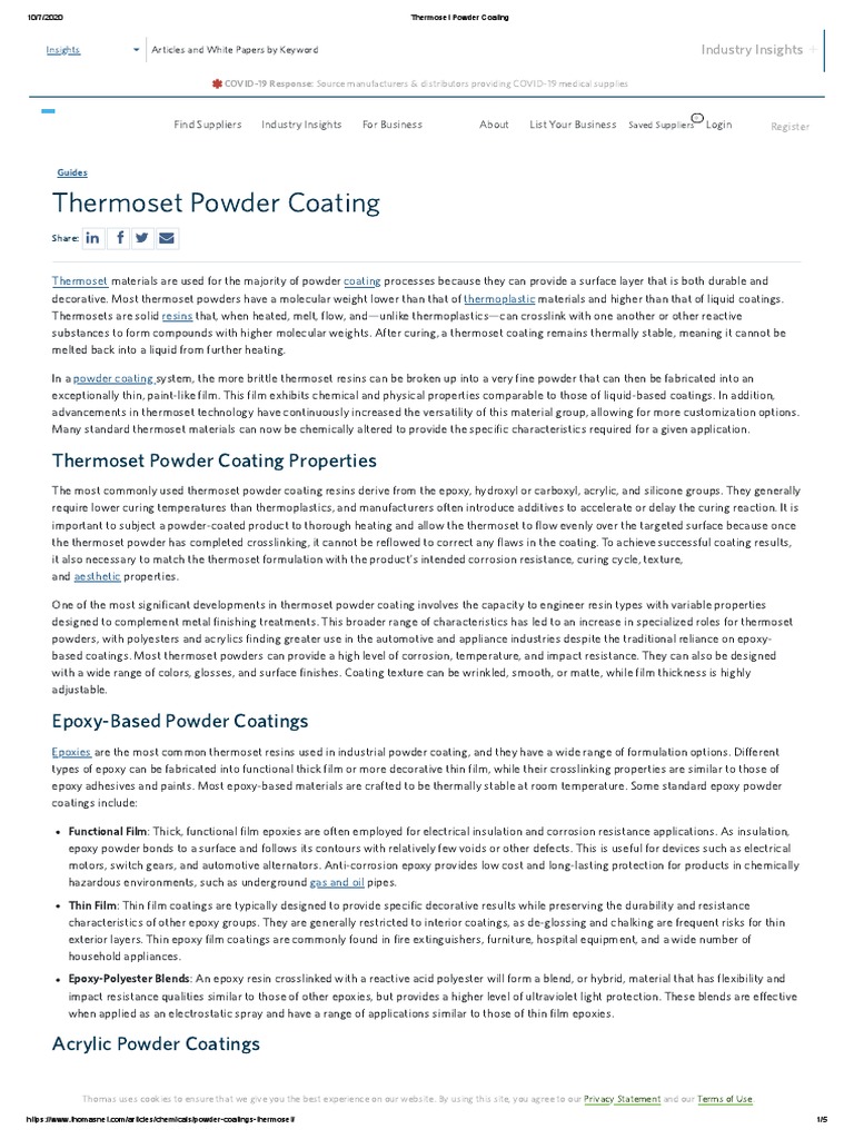 Thermoset Powder Coating PDF Epoxy Thermoplastic