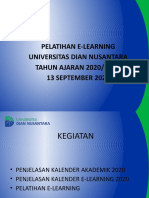 Pelatihan E-Learning Universitas Dian Nusantara TAHUN AJARAN 2020/2021 13 SEPTEMBER 2020