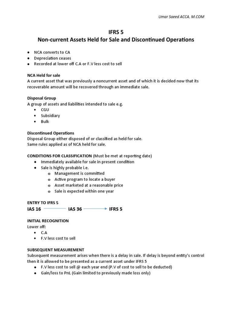 Ifrs 5 Non-Current Assets Held For Sale and Discontinued Operations ...