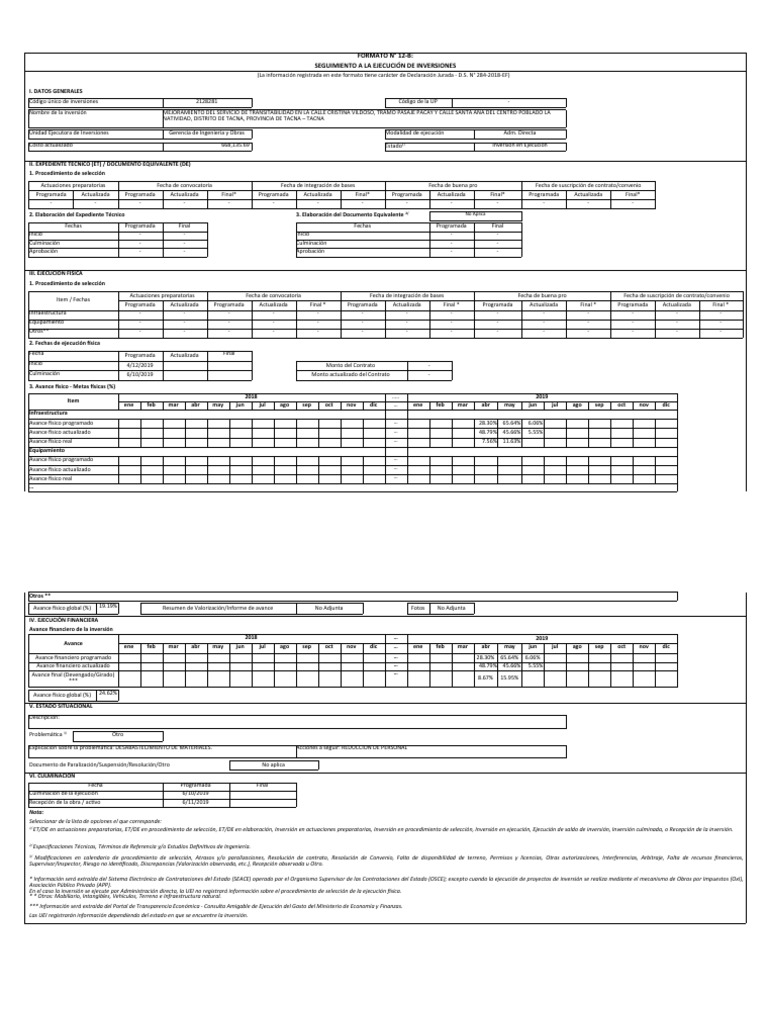Formato 12-B: Seguimiento de Inversiones | PDF | Dinero | Economias