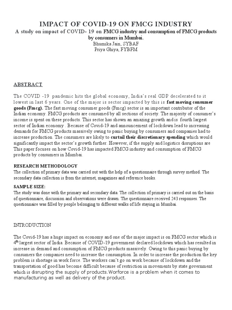 COVID-19's Impact on FMCG in Mumbai | PDF | Economy Of India | Economies