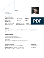 Online Business Assistant Resume