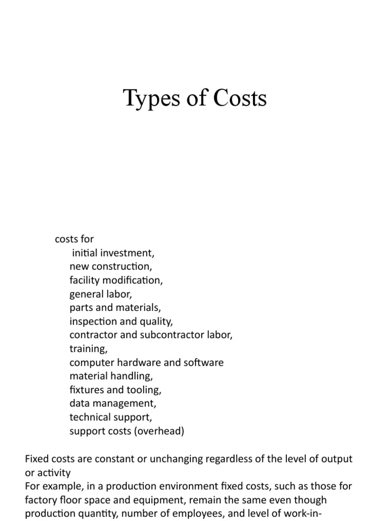 01Types of Costs PDF Average Cost Marginal Cost