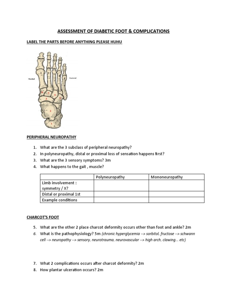 Diabetic Foot Assessment & Complications | PDF | Peripheral Neuropathy ...