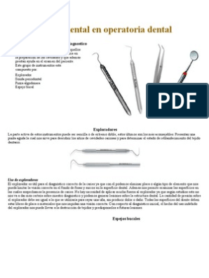 Instrumental en Operatoria Dental | PDF | Diamante | postiza