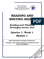 READING AND WRITING - Q1 - W1 - Mod1