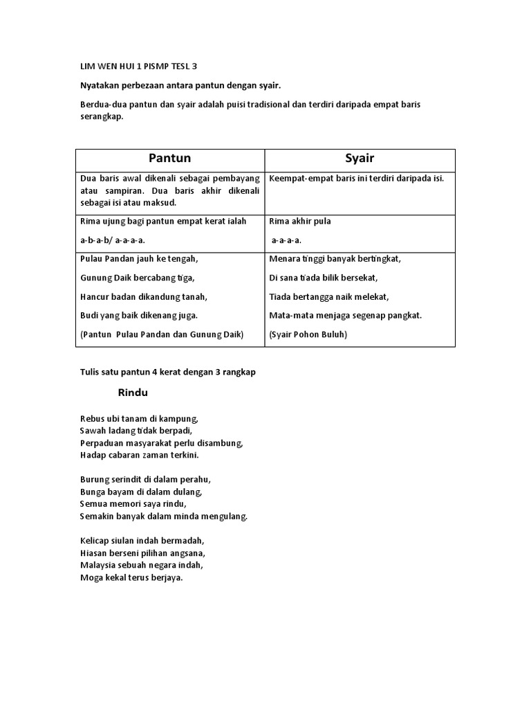Puisi Tradisional Pantun Dan Syair Pdf