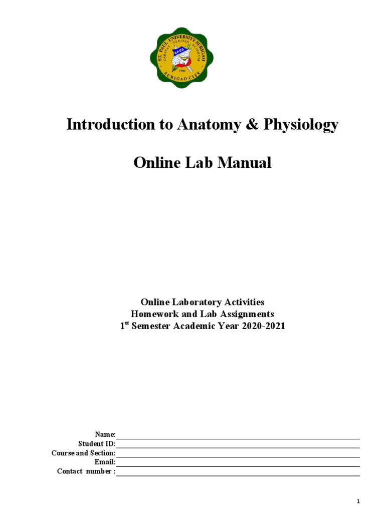 Online Anatomy & Physiology Lab Manual | PDF | Human Body | Anatomical ...