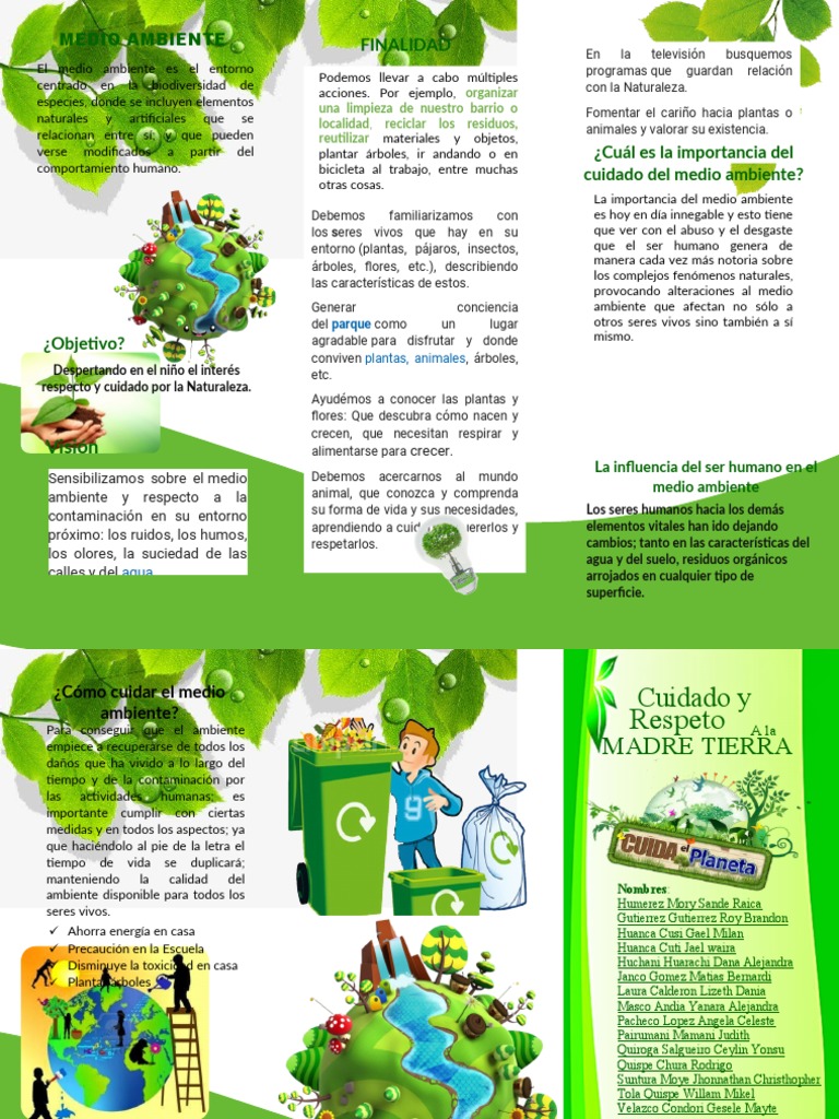 Triptico Medio Ambiente 2 | PDF | Entorno natural | Naturaleza