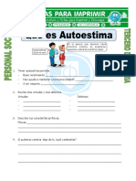 Ficha Que Es Autoestima para Tercero de Primaria PDF