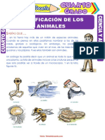 Clasificación de Los Animales para Cuarto Grado de Primaria PDF