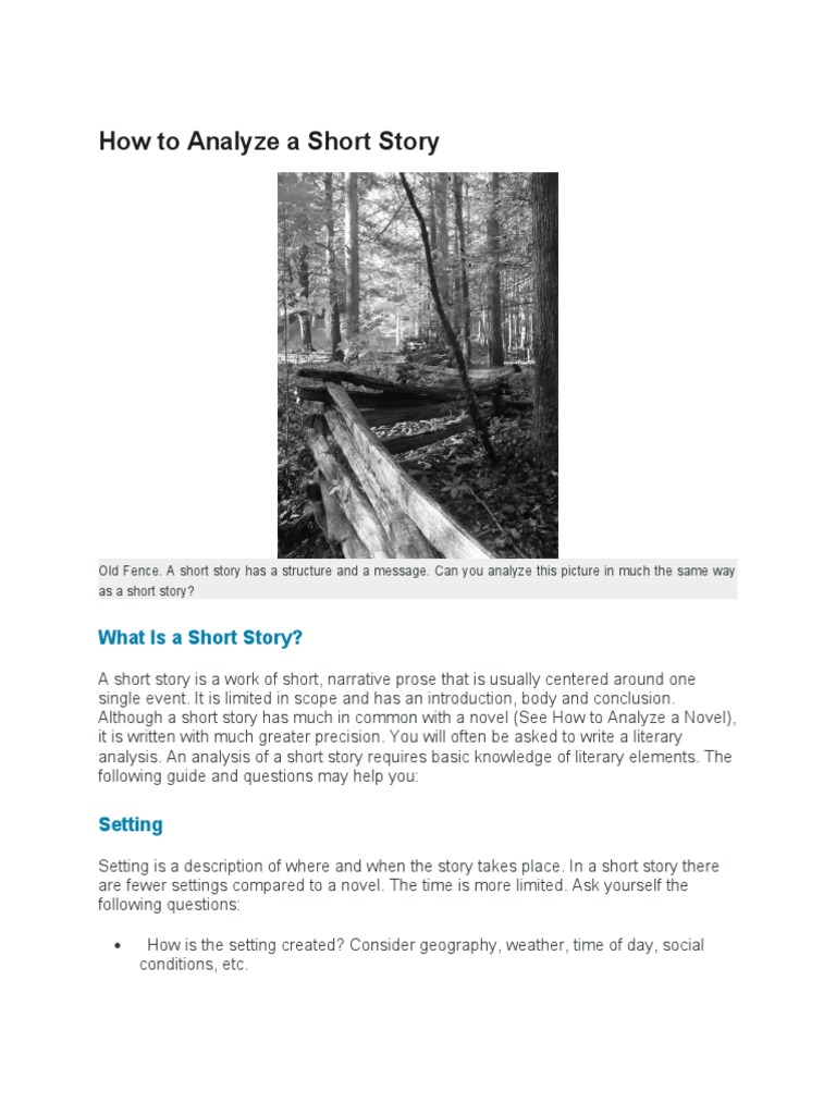 How To Analyze A Short Story PDF Narration Plot (Narrative)