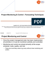 Project Monitoring & Control: Forecasting Techniques: (Lesson 10)