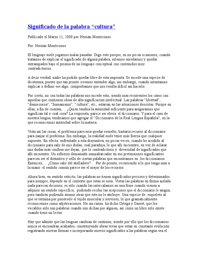 Significado de La Palabra Cultura | PDF | Homo Sapiens | Palabra