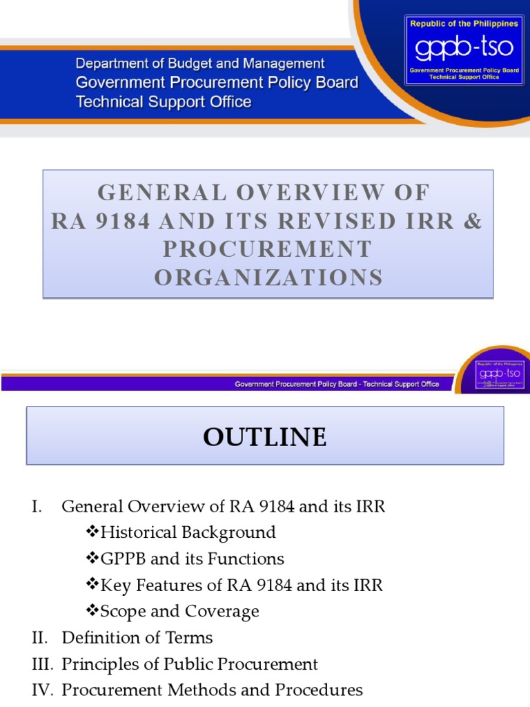 01 Gen Prov & Proc Org.09162016 | PDF | Procurement | Infrastructure