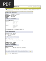 Academic Transcript: Transfer Credit Institution Credit Transcript Totals Courses in Progress