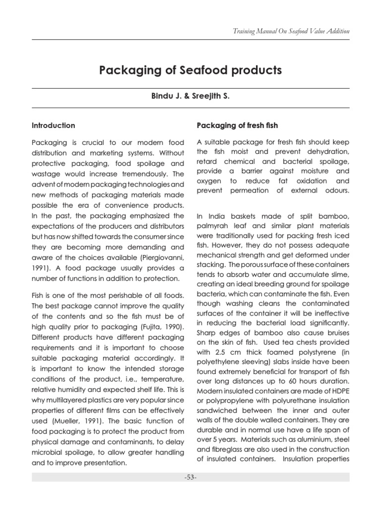 Seafood Value Addition Training Manual | PDF | Animal Products | Foods
