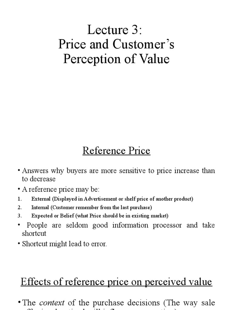 Chapter 2 - Price and Cusotmer's Perception of Value | PDF | Value ...