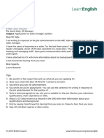 An Email Cover Letter: From: Laura Mazzanti To: David Kelly, HR Manager Subject: Application For Sales Manager Position