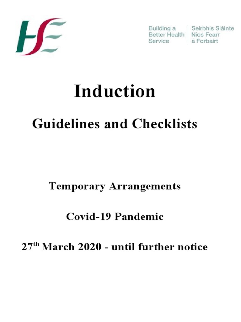 Induction Guidelines And Checklists – FJEHC