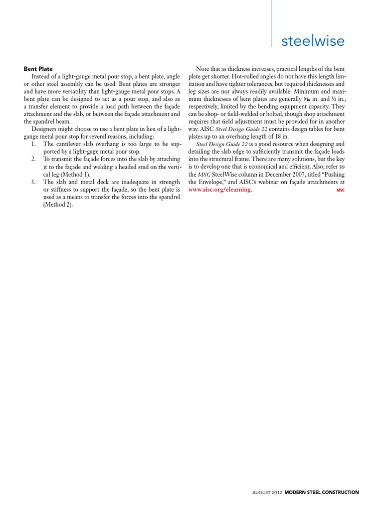 Bent Plates as Pour Stops in Design | PDF | Sheet Metal | Metals