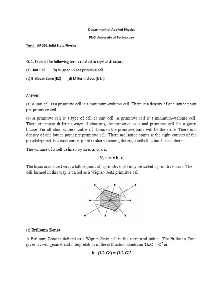 Solid State Physics Exam Guide | PDF | Crystal Structure | Ionic Bonding