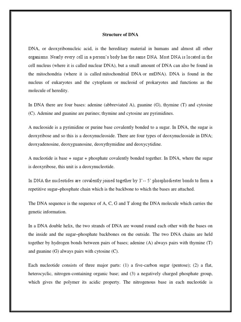 Structure of DNA PDF | Download Free PDF | Nucleic Acid Double Helix | Dna