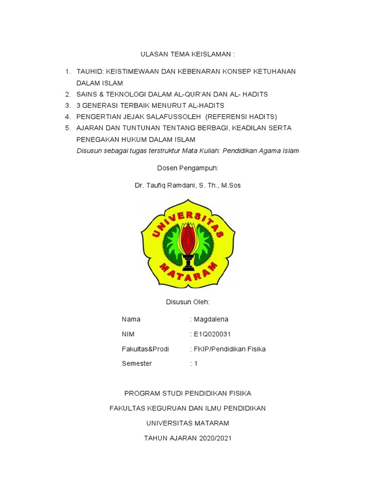 Tauhid Al Qur An Hadits Generasi Terbaik Dan Salafussalih Berbagi Keadilan Dan Penegakan Hukum Dalam Islam Pdf