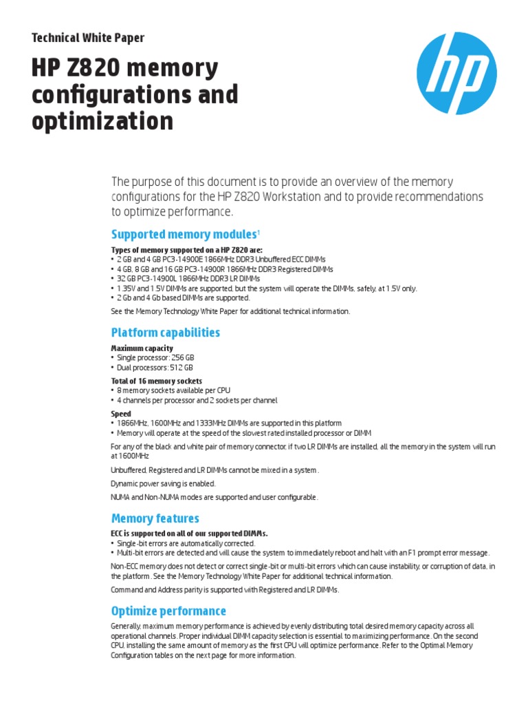 Z820 Memory Configurations PDF | PDF | Computer Memory | Computer ...