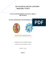 Universidad Nacional de San Antonio Abad Del Cusco: Facultad de Ingenieria Geologica, Minas Y Metalurgia