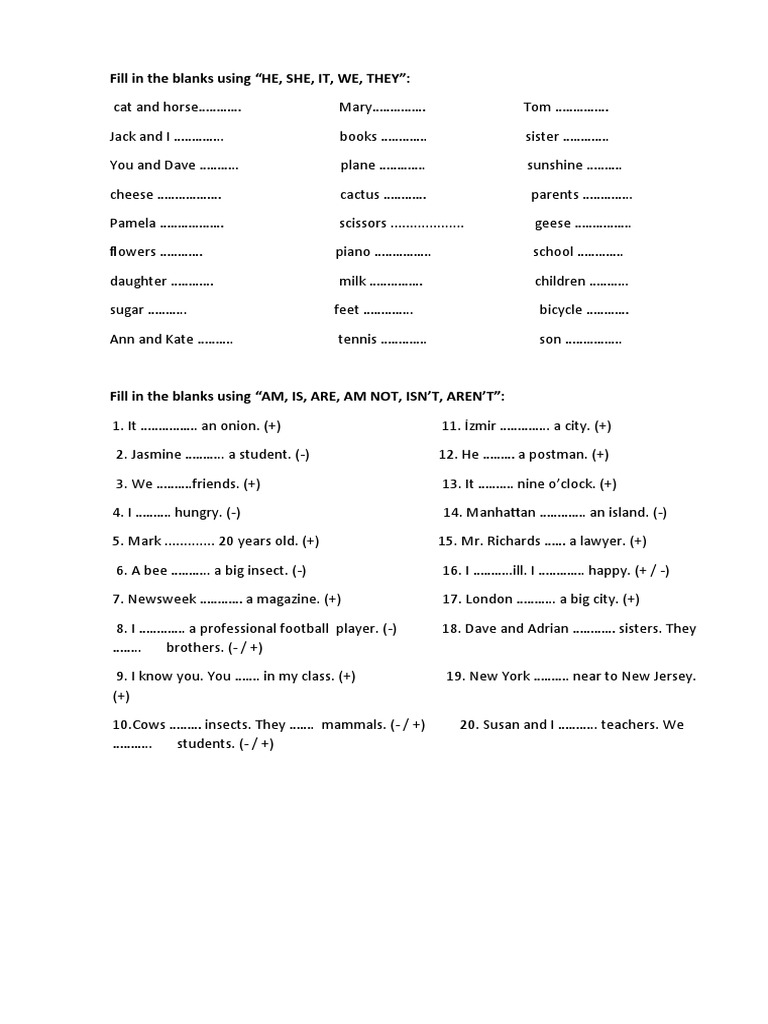 Fill in The Blanks Using 