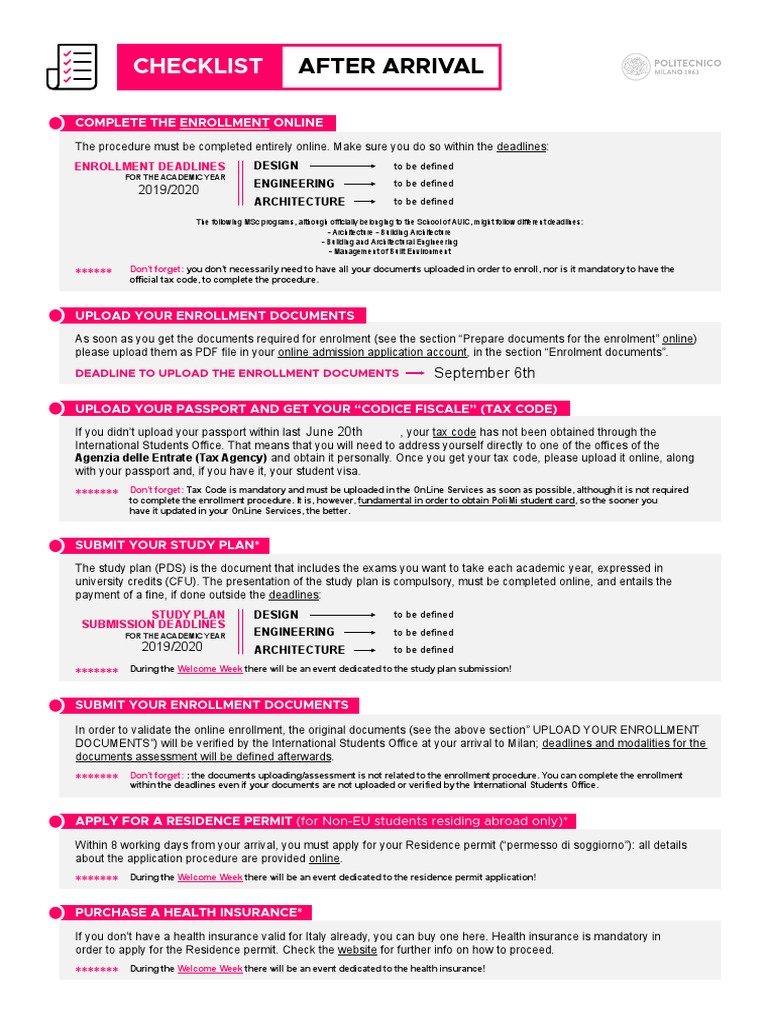 After Arrival Check List 2019 1sem | PDF | Government | Business