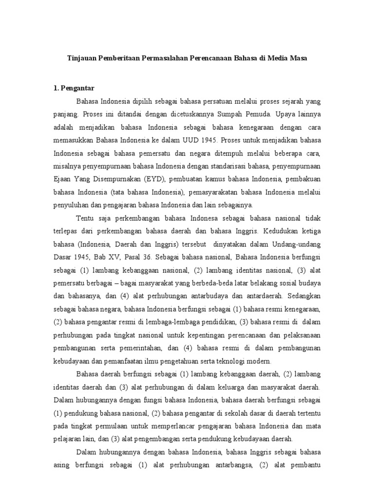 Pendokumentasian Dan Pelestarian Bahasa Using Upaya Pengangkatan Martabat Blambangan Di Kabupaten Banyuwangi Sekelumit Pikiran