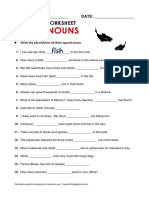 Plural Nouns: Grammar Worksheet