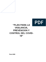 Plan para La Vigilancia, Prevencion y Control Del Covid-19