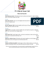 JP's Fish & Farm Cafe Daily Lunch Specials Menu