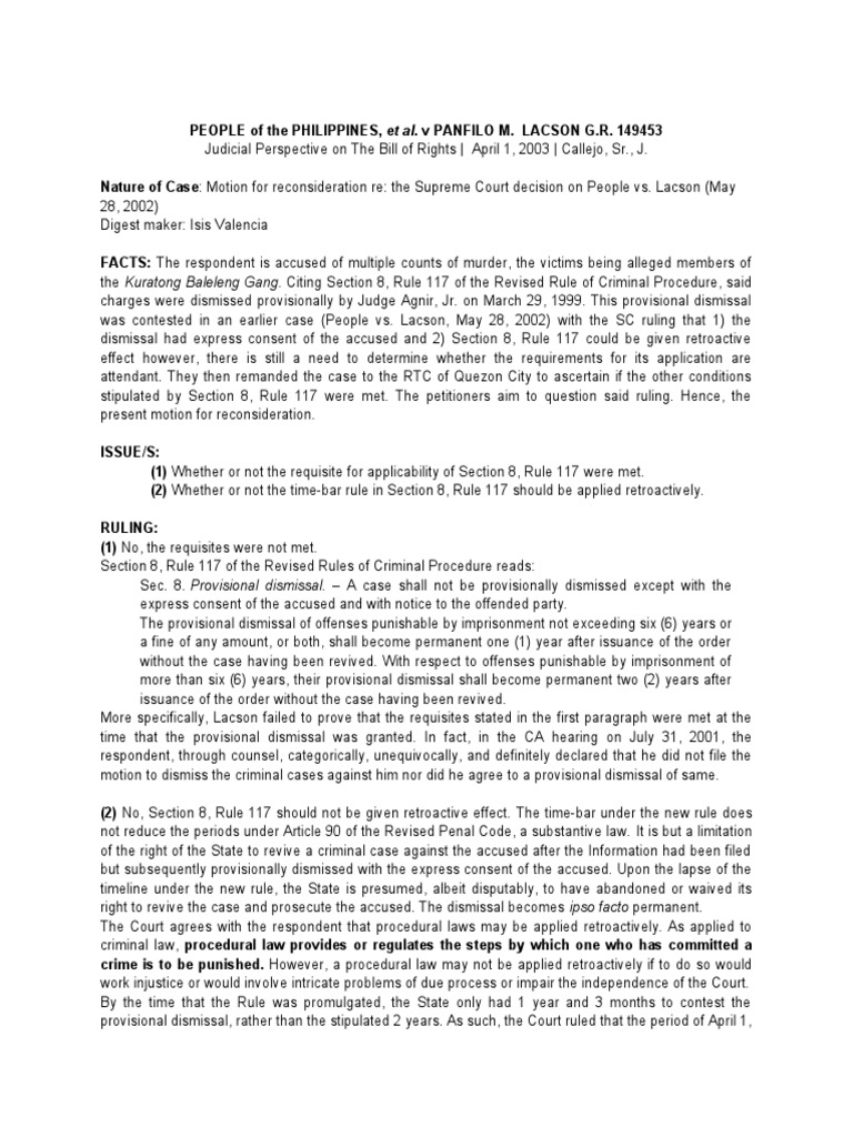 Retroactive Application Of Criminal Law