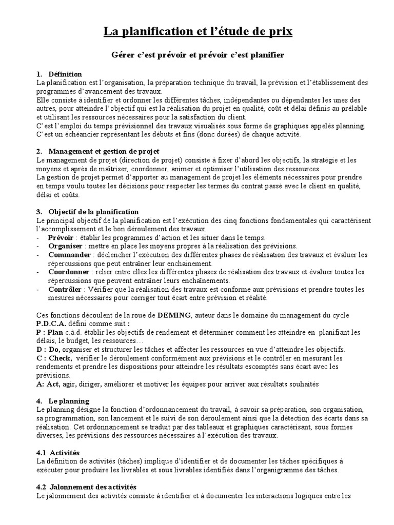 Planification et gestion de projet efficace | PDF | Gestion de projet ...