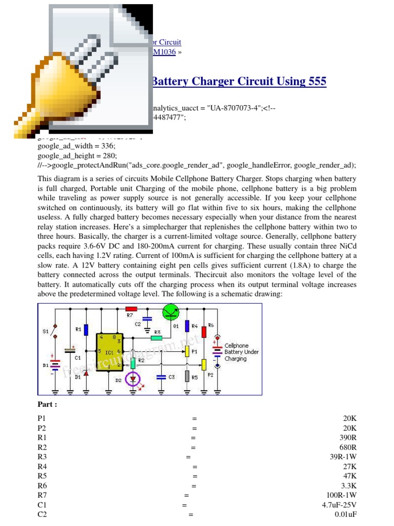 555 Timer Mobile Charger Circuit | PDF | Battery Charger | Electronic ...