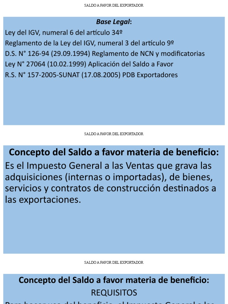 Saldo a Favor del Exportador: Guía Completa | PDF | Impuesto sobre la ...
