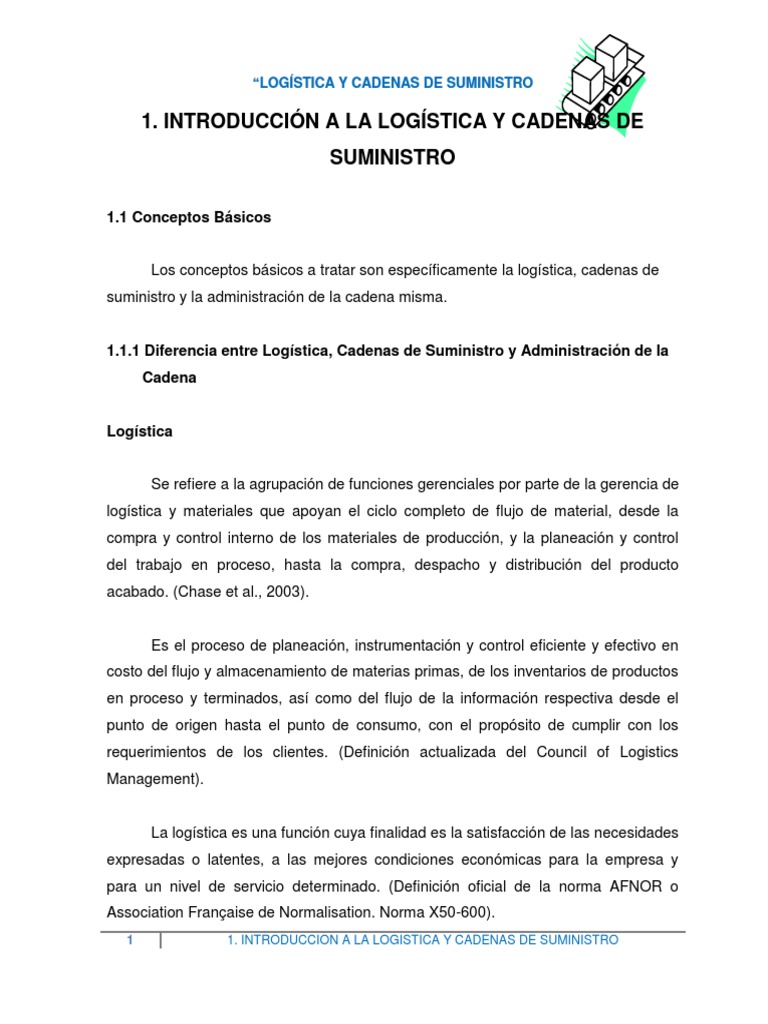 Unidad I. Introducción A La Logistica y Cadena de Suministro | PDF ...