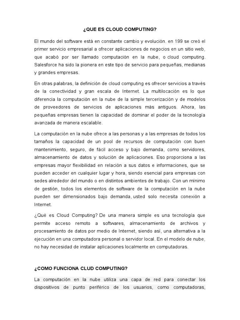 Definición de Cloud Computing | PDF | Computación en la nube | Informática