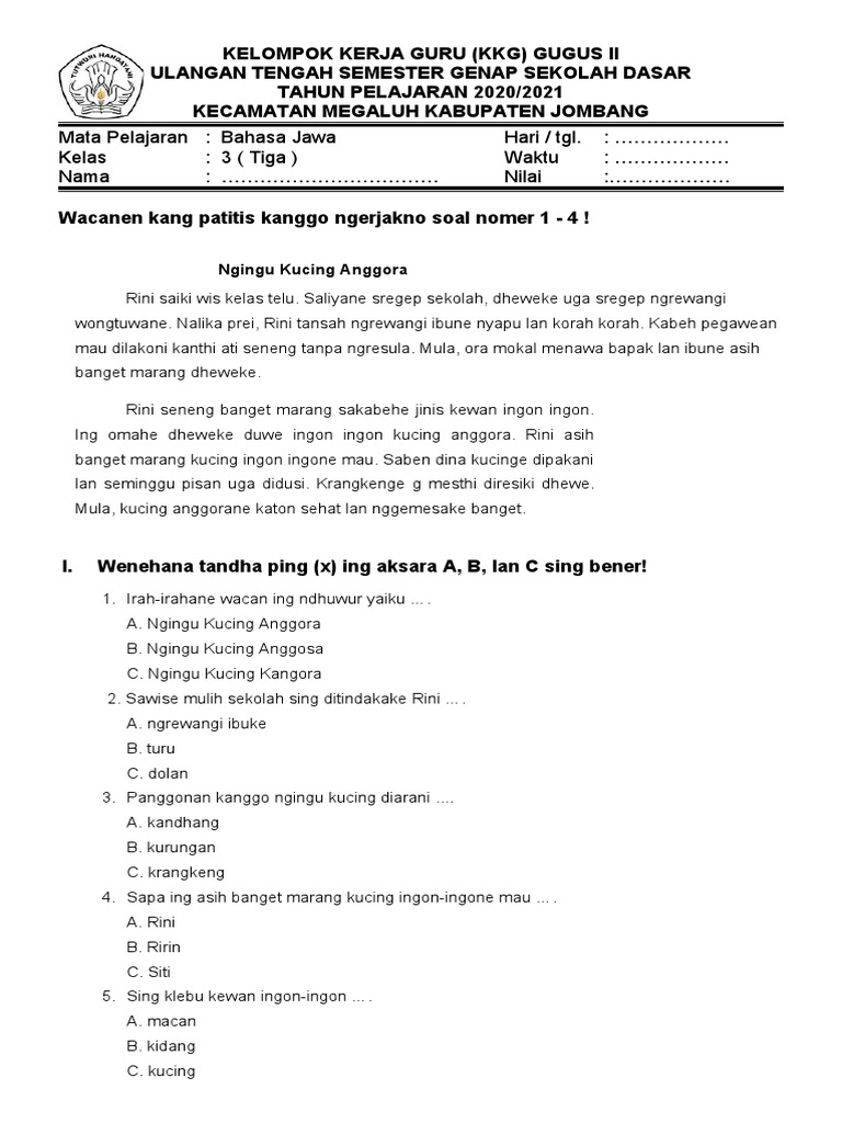Soal Pts S1 Kls3 Bahasa Jawa Pdf